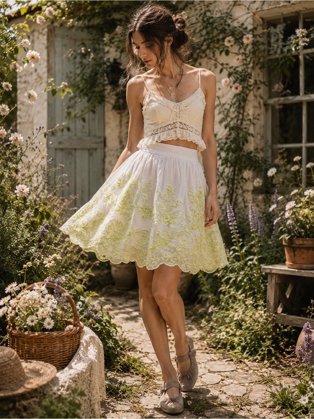 Anthropologie Vanessa Virginia Embroidered Mini Skirt Size 6